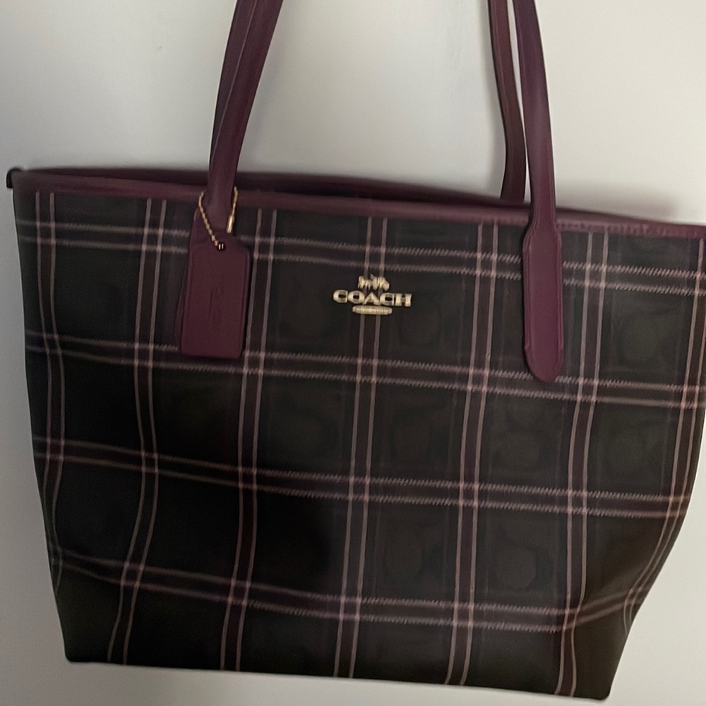 Coach plaid tote